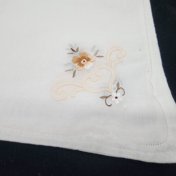 Shear Machine Embroidered Table Runner Mats Napkins Vintage Brown Roses - Picture 7 of 11